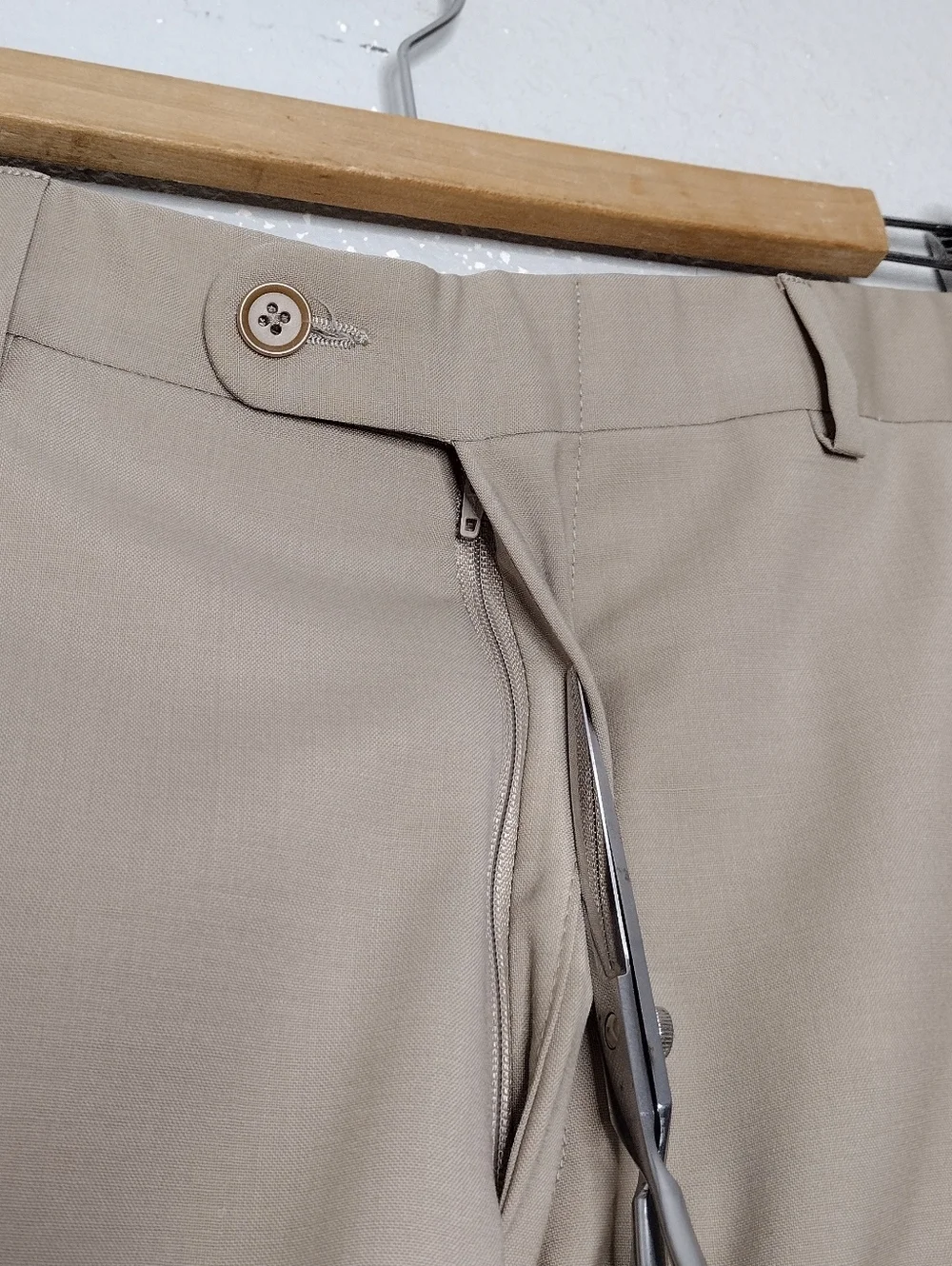 John Varvatos Wool Blend Neutral Tan Business Dress Pants Sz 36R